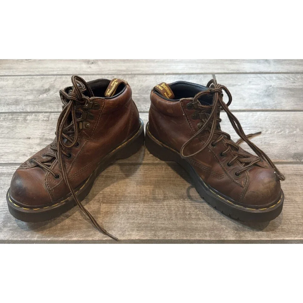 Vintage Dr Martens Brown Leather Boots Size 5 Made in England Lace Up